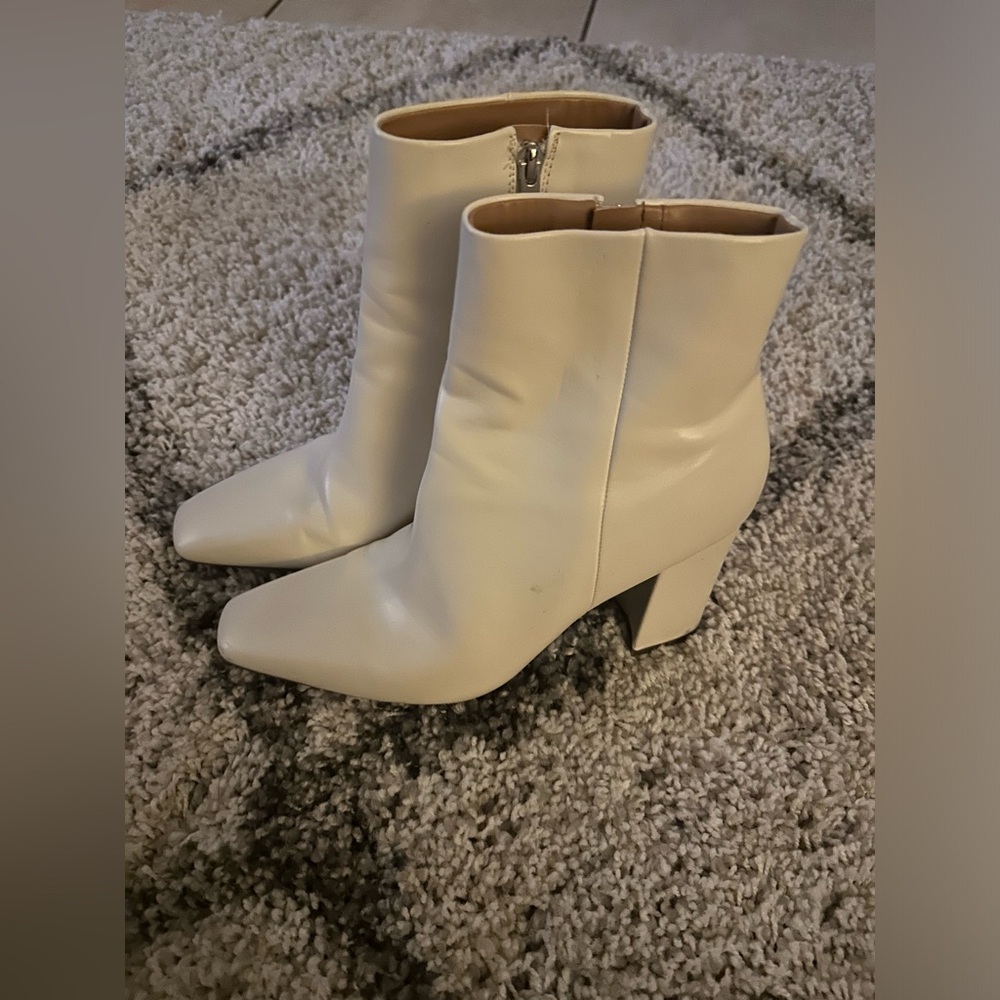Unisa White Pleather Ankle Boots